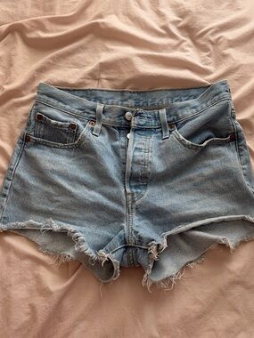 Levi's Light Blue Distressed Cutoff Jean Shorts